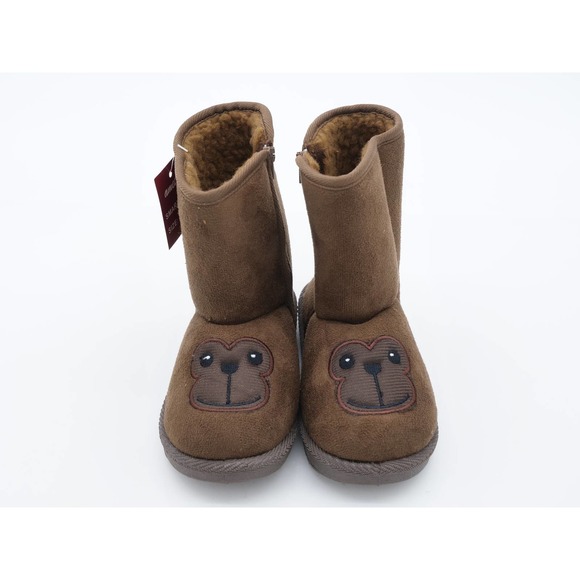 Ameta Boots Kids Size 10 Brown Monkey Face Side Zip Faux Suede Mid Calf - Picture 6 of 10